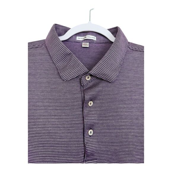 Peter Millar Polo Shirt Mens Size XXL Purple Stripe Cotton Short Sleeves - Picture 2 of 8